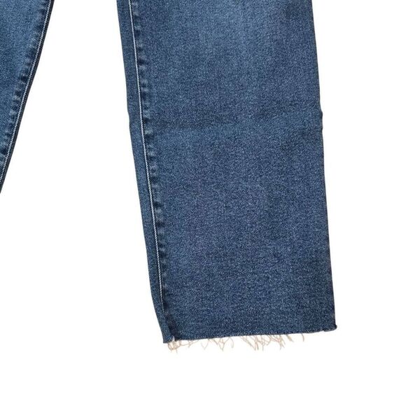 J. Crew Stovepipe Signature Jeans Women's 32 Blue Denim Frayed Zip Fly Stretch - Picture 2 of 7